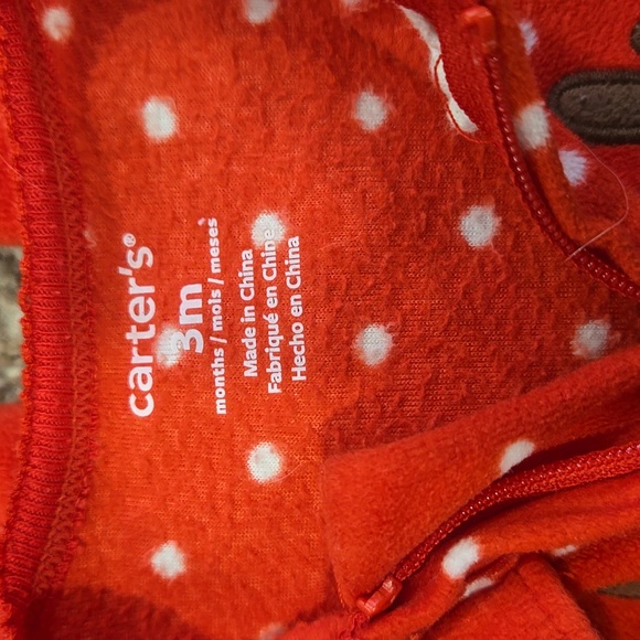 Carter's Red Polka Dot Reindeer One Piece - Picture 3 of 3